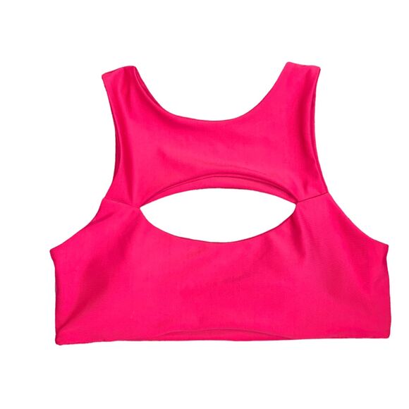 Cupshe Womens Bikini Swimsuit Top Cutout High Neck Magenta Pink Small - Picture 8 of 12